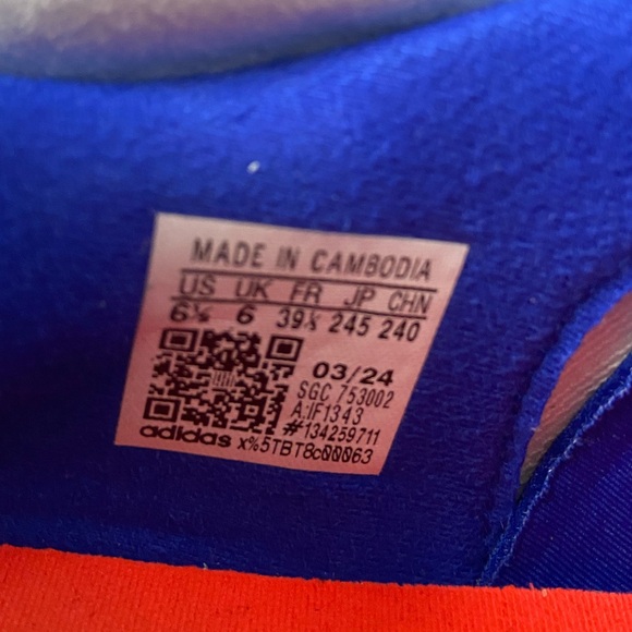 Adidas Soccer F50 League TF Unisex Fiberskin/Sprintgrid White Red Blue Sz 6.5 - Picture 9 of 9